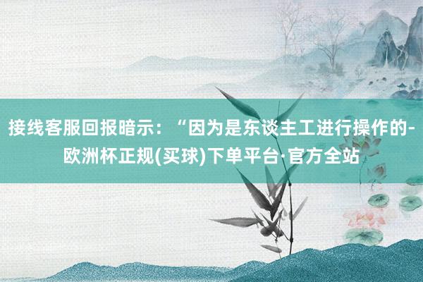 接线客服回报暗示：“因为是东谈主工进行操作的-欧洲杯正规(买球)下单平台·官方全站