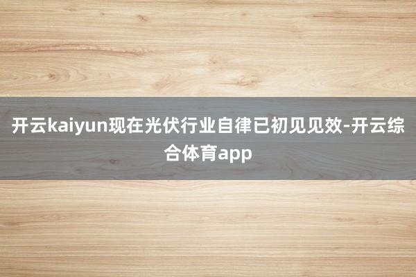 开云kaiyun现在光伏行业自律已初见见效-开云综合体育app